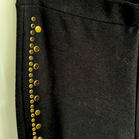 Michael Kors NWOT Gold Studded Black Cotton Pants, Size M - Picture 4 of 9